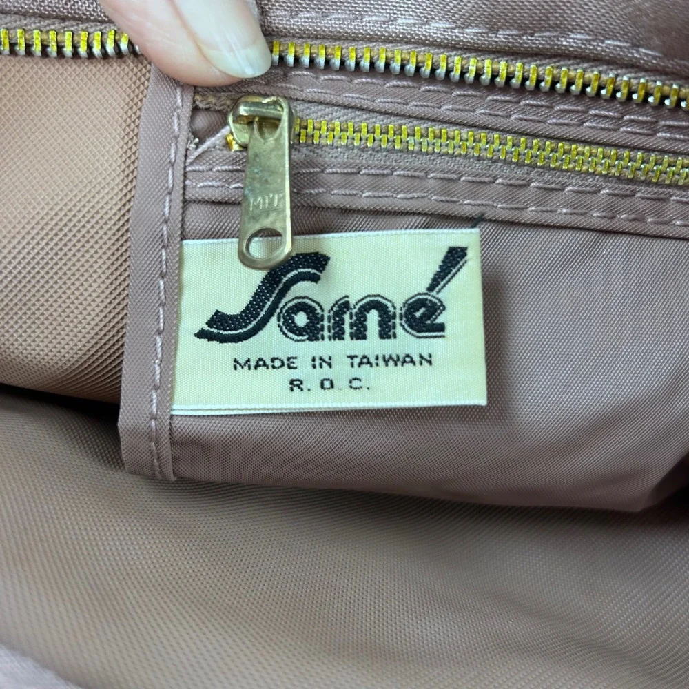Super Spacers Tote Bag Mauve Purple Top Handle Gold Accents Travel‎ Purse